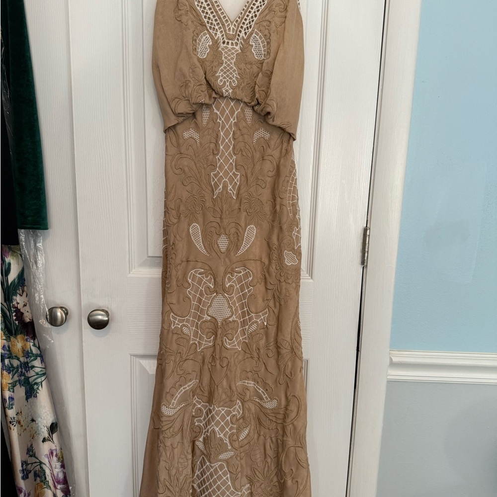 ASOS Petite Tan Embroidered Maxi Dress